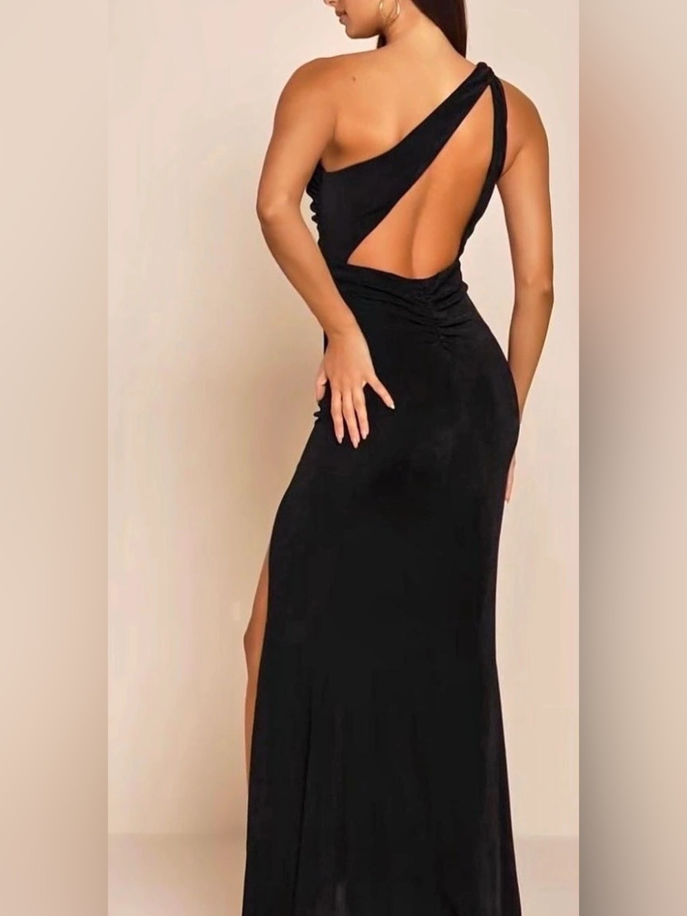Lulus Especially Breathtaking Black Ruched One-Shoulder Maxi Dress Large NWT - Picture 2 of 5